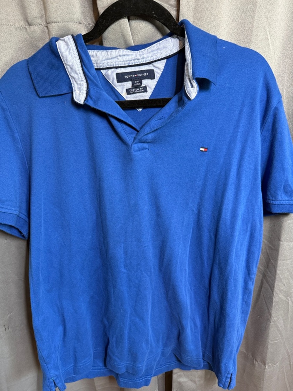 Tommy Hilfiger Royal Blue Short-Sleeve Polo with Small Flag Logo